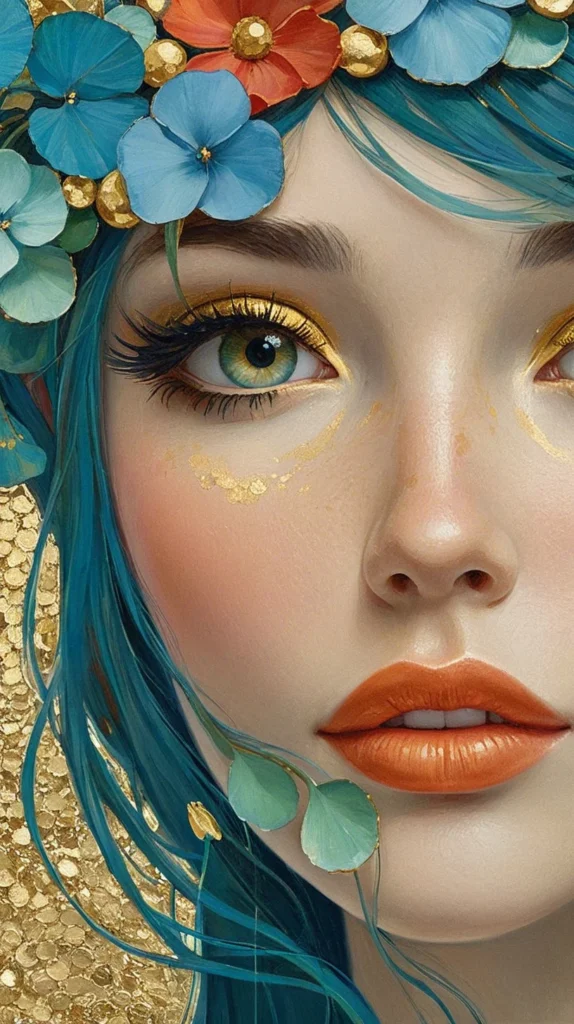 Klimt Inspired Floral Portrait Art 10