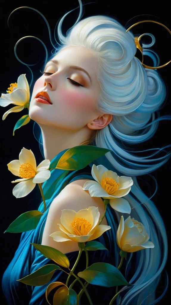 Klimt Inspired Floral Portrait Art 11