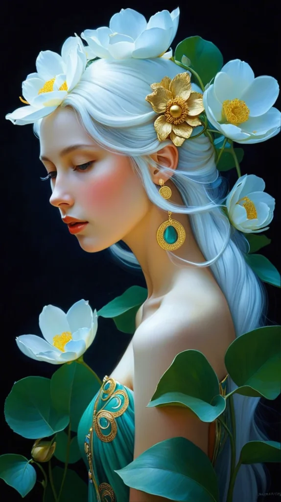 Klimt Inspired Floral Portrait Art 13