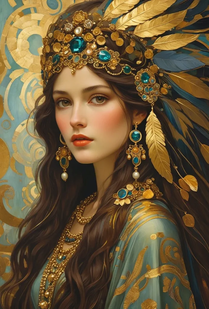 Klimt Inspired Floral Portrait Art 18