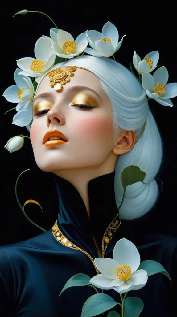 Klimt Inspired Floral Portrait Art 2