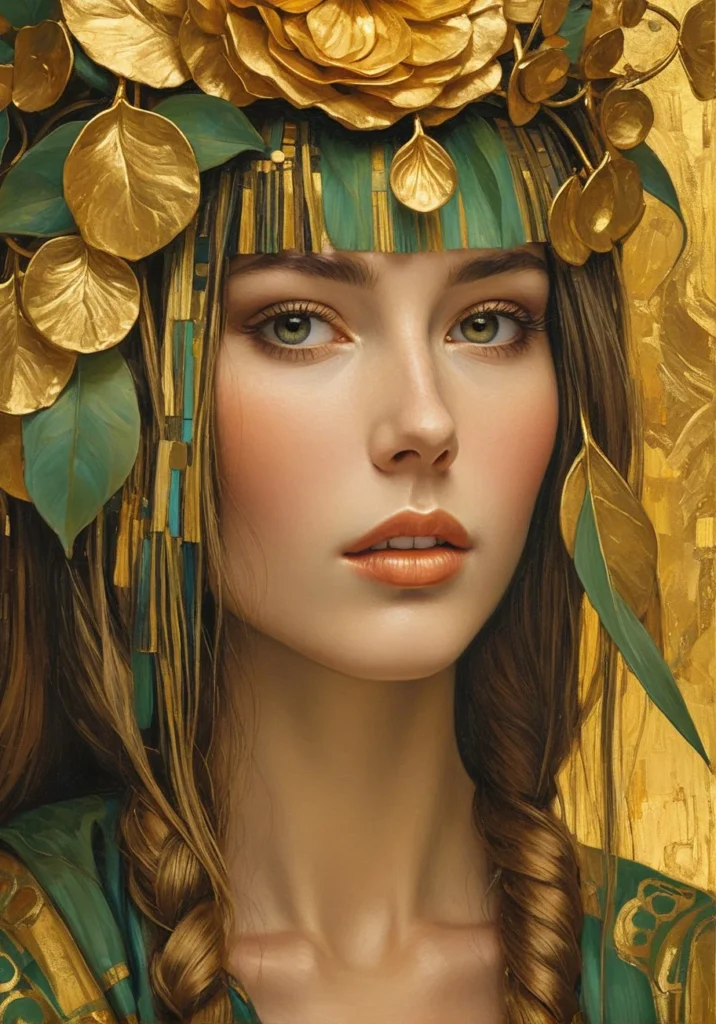 Klimt Inspired Floral Portrait Art 21