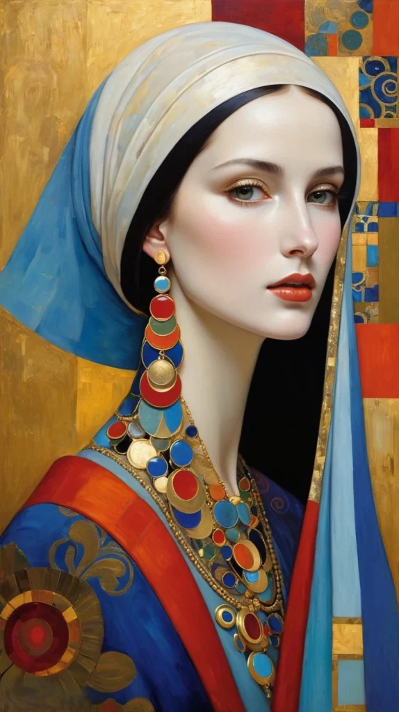 Klimt Inspired Floral Portrait Art 25