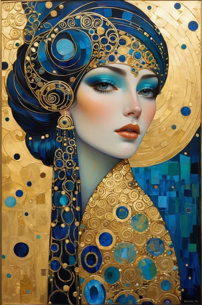 Klimt Inspired Floral Portrait Art 34