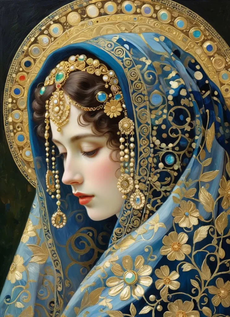 Klimt Inspired Floral Portrait Art 35