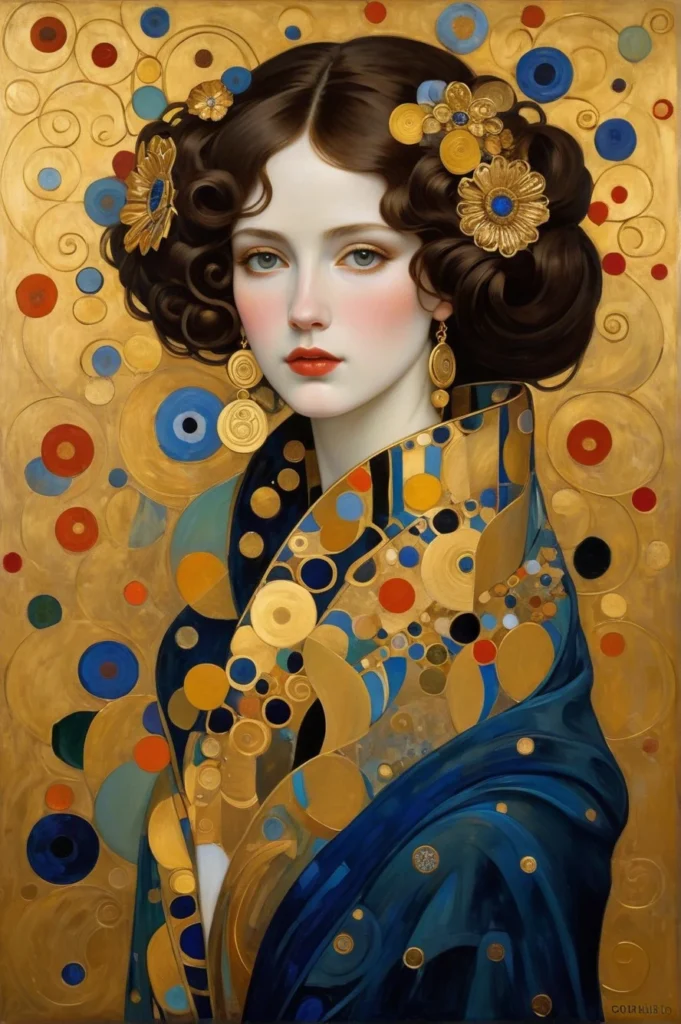 Klimt Inspired Floral Portrait Art 39