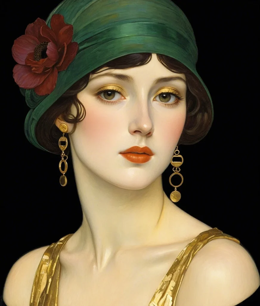 Klimt Inspired Floral Portrait Art 44
