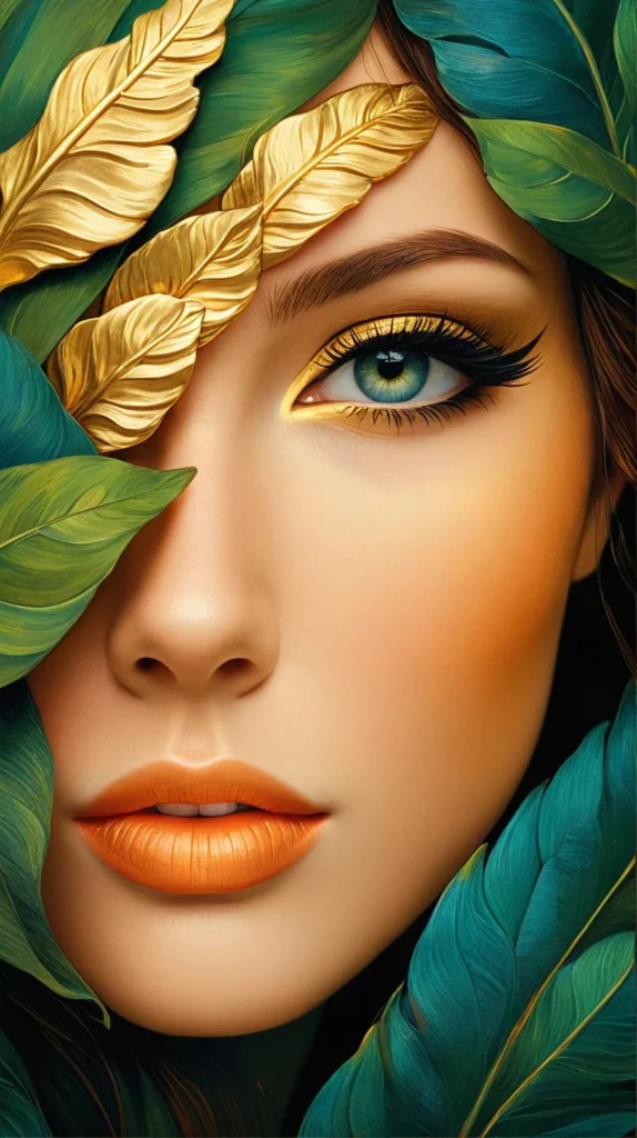 Klimt Inspired Floral Portrait Art 46