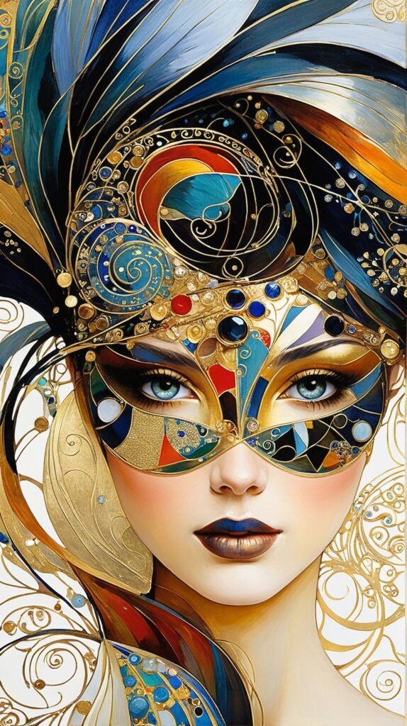 Klimt Inspired Floral Portrait Art 47