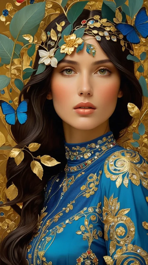 Klimt Inspired Floral Portrait Art 57