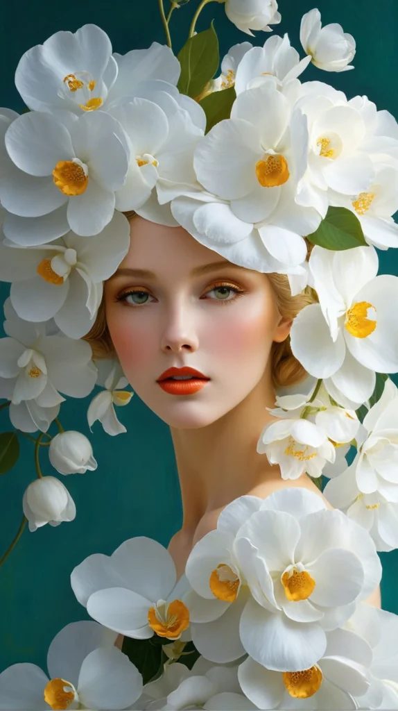 Klimt Inspired Floral Portrait Art 6