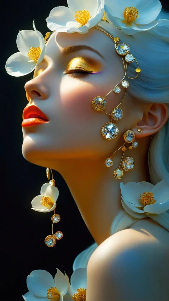 Klimt Inspired Floral Portrait Art 8