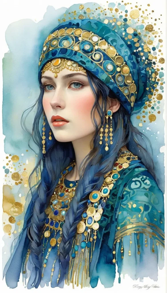 Klimt Inspired Floral Portrait Art 9